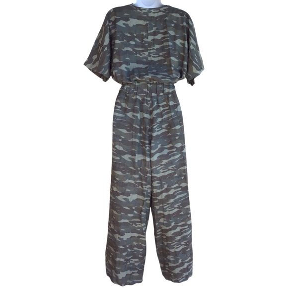 Caslon Camouflage Linen Blend Wide Leg Cropped Jumpsuit  NEW - Picture 4 of 8